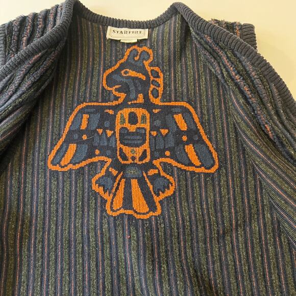 Vintage Starfire 90s Navy Soft Ribbed Aztec Boho Button-Down Vest Sz 10 M - Picture 7 of 9